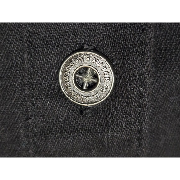 VTG Harley Davidson Black Eagle Flame Embroidered Heavy Shirt Jacket Size XL - Picture 5 of 9